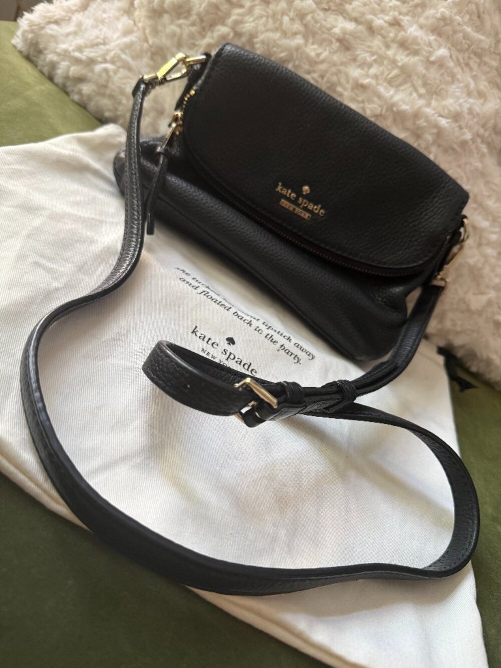 Kate Spade Jackson Small Tab Crossbody Bag Black Pebbled Leather